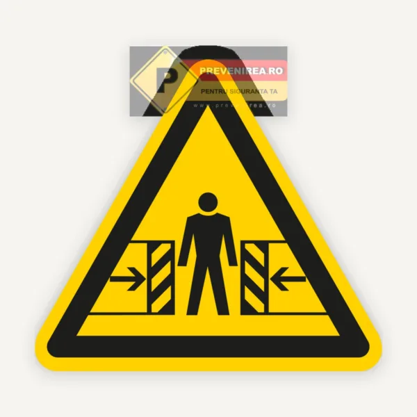Etichete de Siguranță pentru Pericol de Strivire între Utilaje - Protecție Anti-Accidentare
