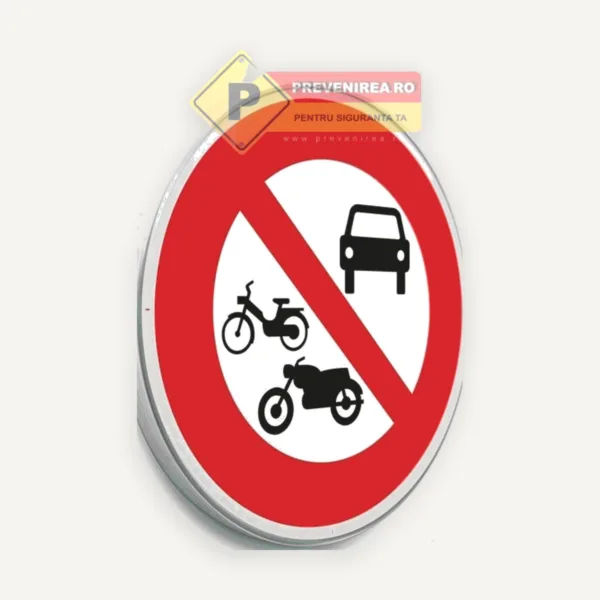 Indicator Acces interzis autovehiculelor și vehiculelor cu tracțiune animală” din aluminiu