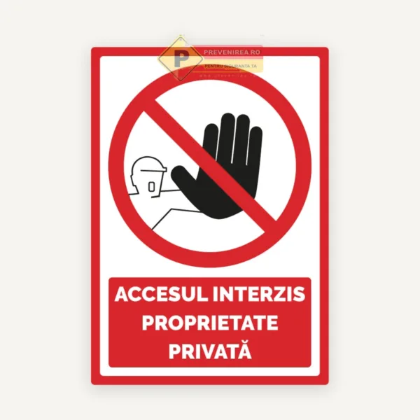 Placă Acces Interzis - Proprietate Privată” - Rezistentă Exterior si interior