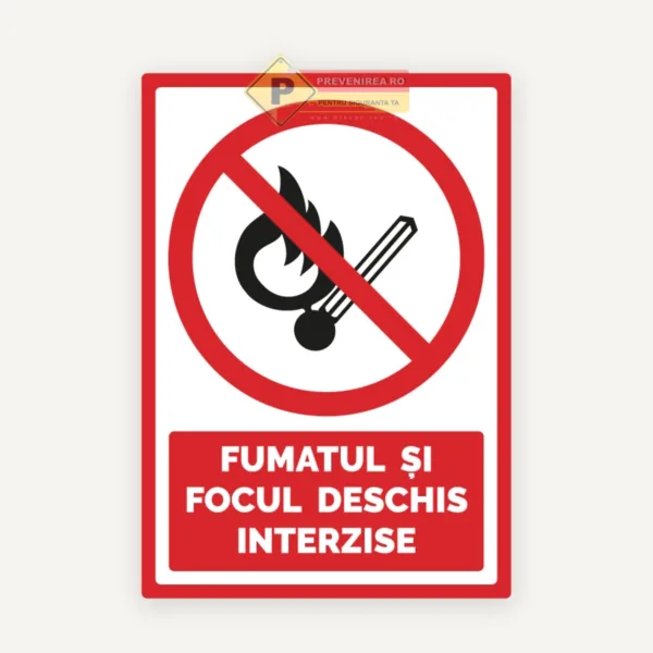 Semn avertizare Fumatul și focul deschis interzise” - placă durabilă pentru interior și exterior