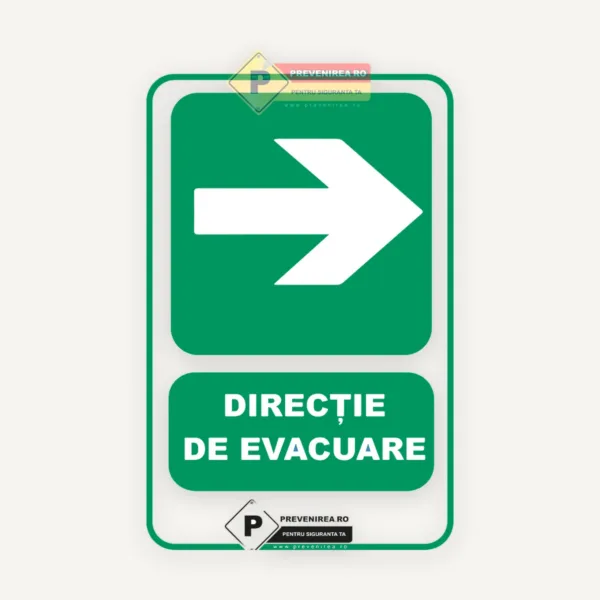 Indicator de evacuare spre dreapta - Semnalizare profesională pentru situații de urgență