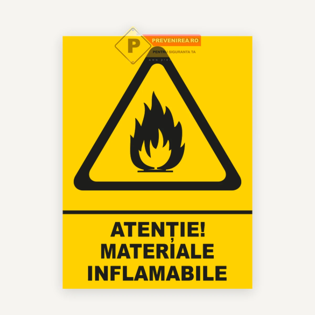 Indicator de Siguranță Materiale Inflamabile - Semn Vizibil pentru Prevenirea Riscurilor