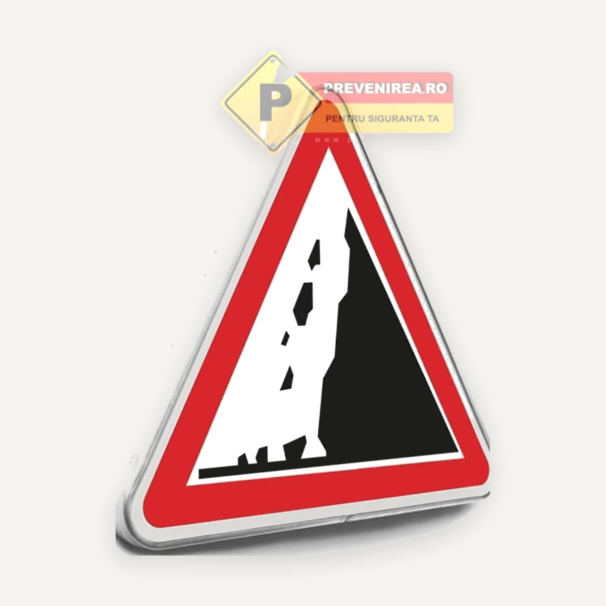 Indicator rutier Atenție Pietre - Semn de avertizare reflectorizant, durabil și vizibil