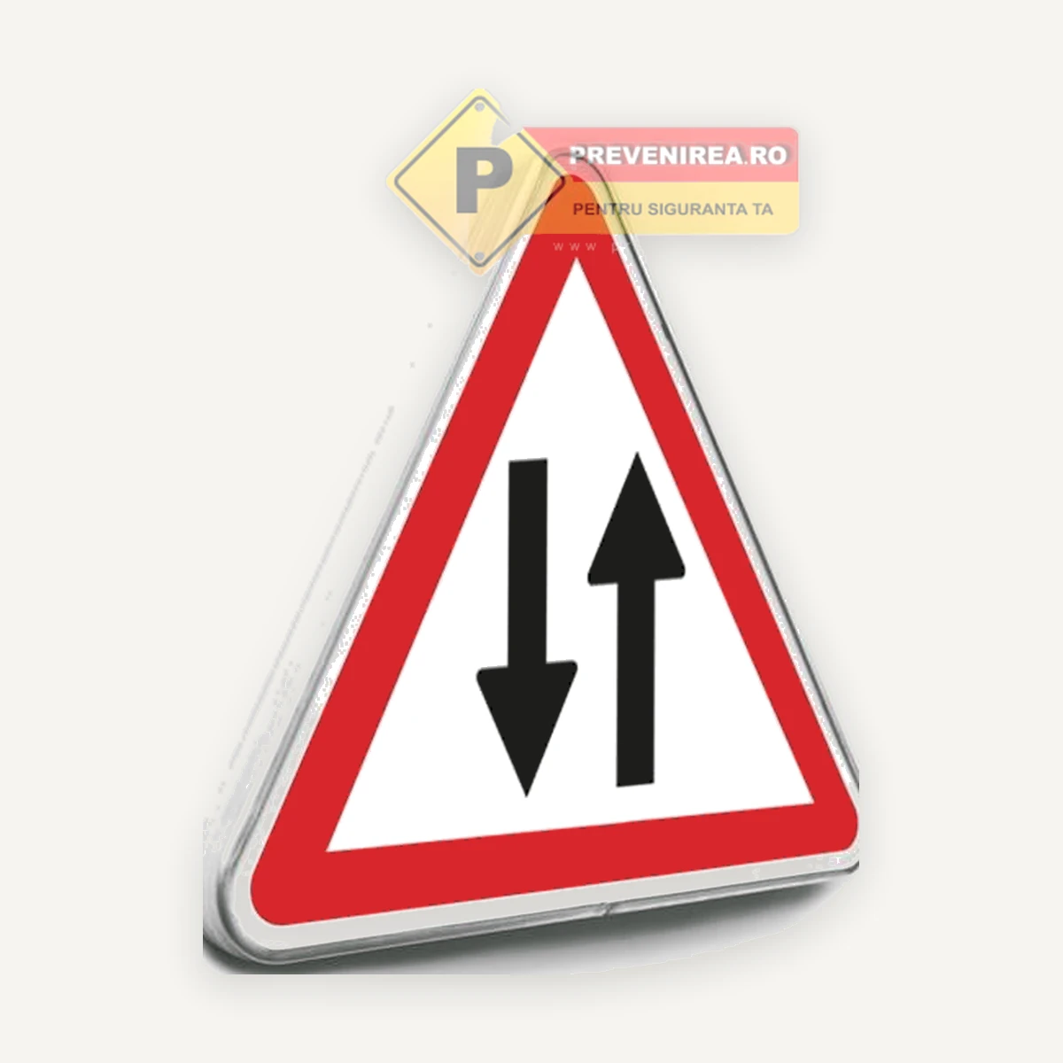 Indicator Atenție Circulație în Ambele Sensuri - Semn Rutier Omologat
