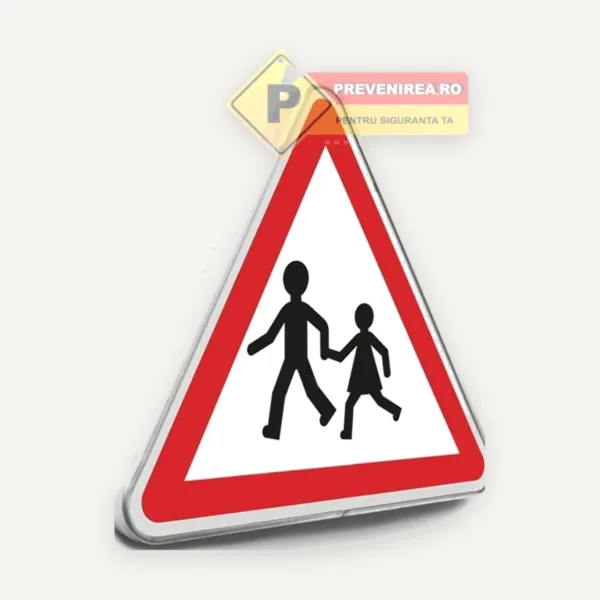 Indicator Rutier Atenție Copii - Semn de Circulație Reflectorizant pentru Siguranță