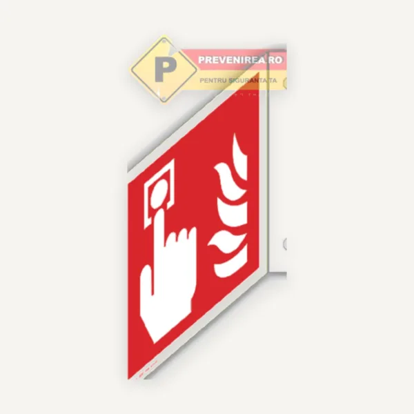 Indicator dublu cu două fețe pentru buton de alarmare incendiu, cu prindere laterală