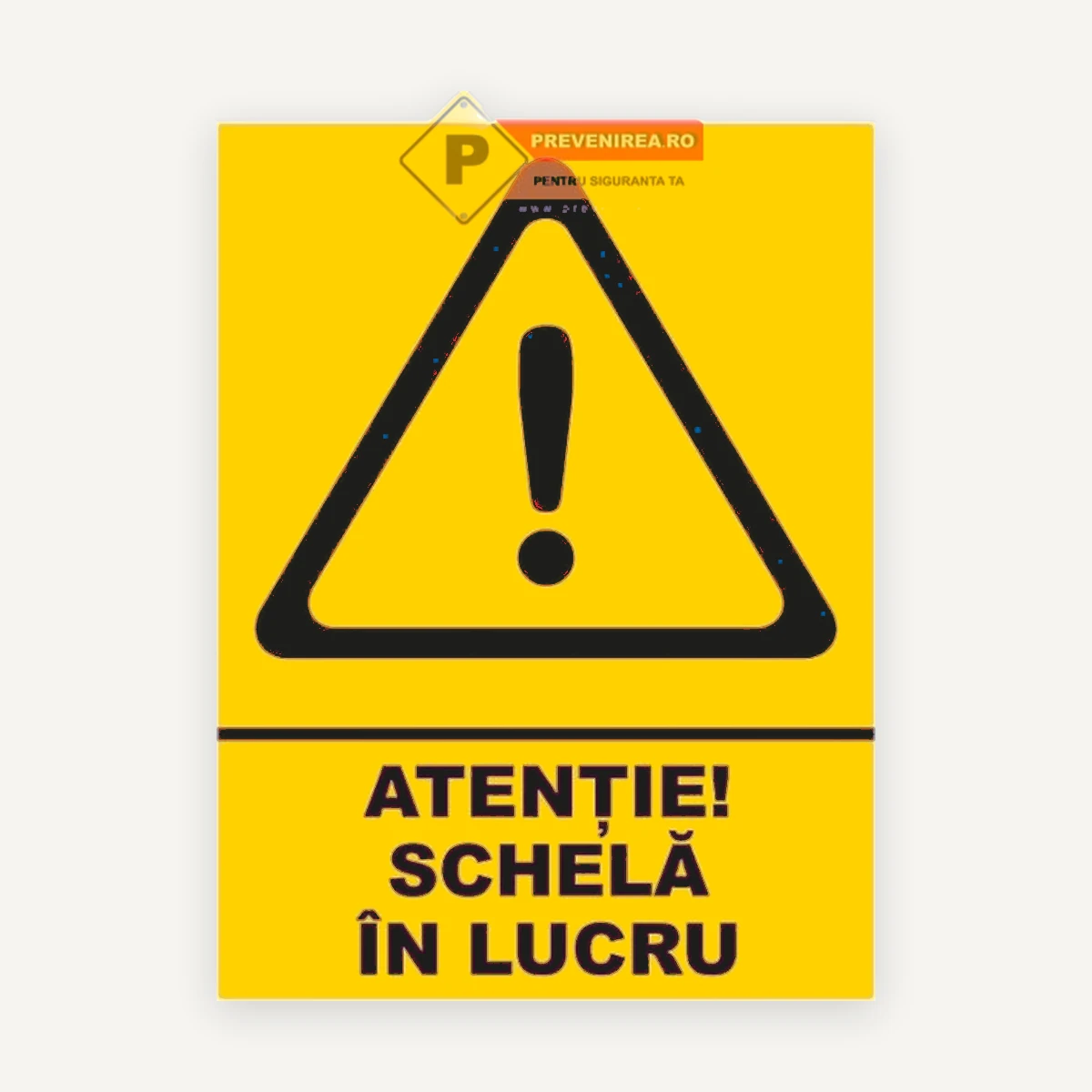 Indicator Atenție Schelă în Lucru - Semnalizare de Siguranță pentru Șantier, Construcții și Zone cu Risc