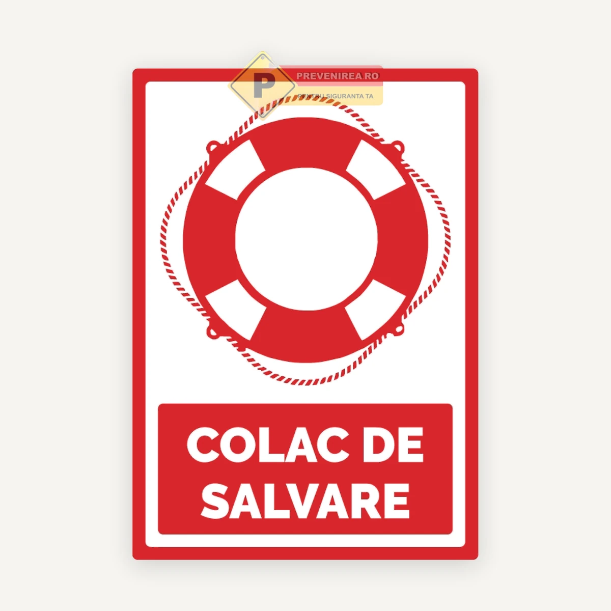 Indicator Colac de Salvare” - Semn de Siguranță pentru Echipamente de Salvare