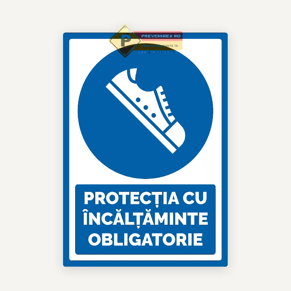 Indicator protectie cu incaltaminte obligatoriu