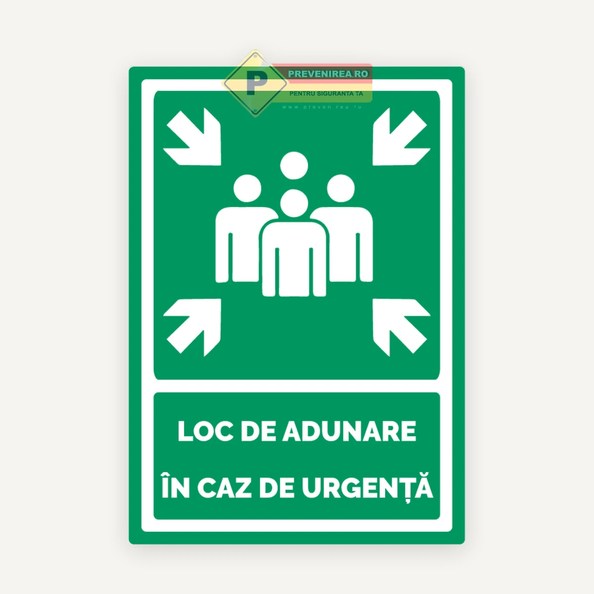 Indicator verde pentru loc de adunare