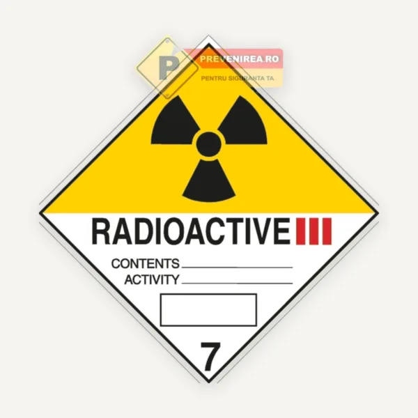 Semne pentru materiale radioactive Categoria III