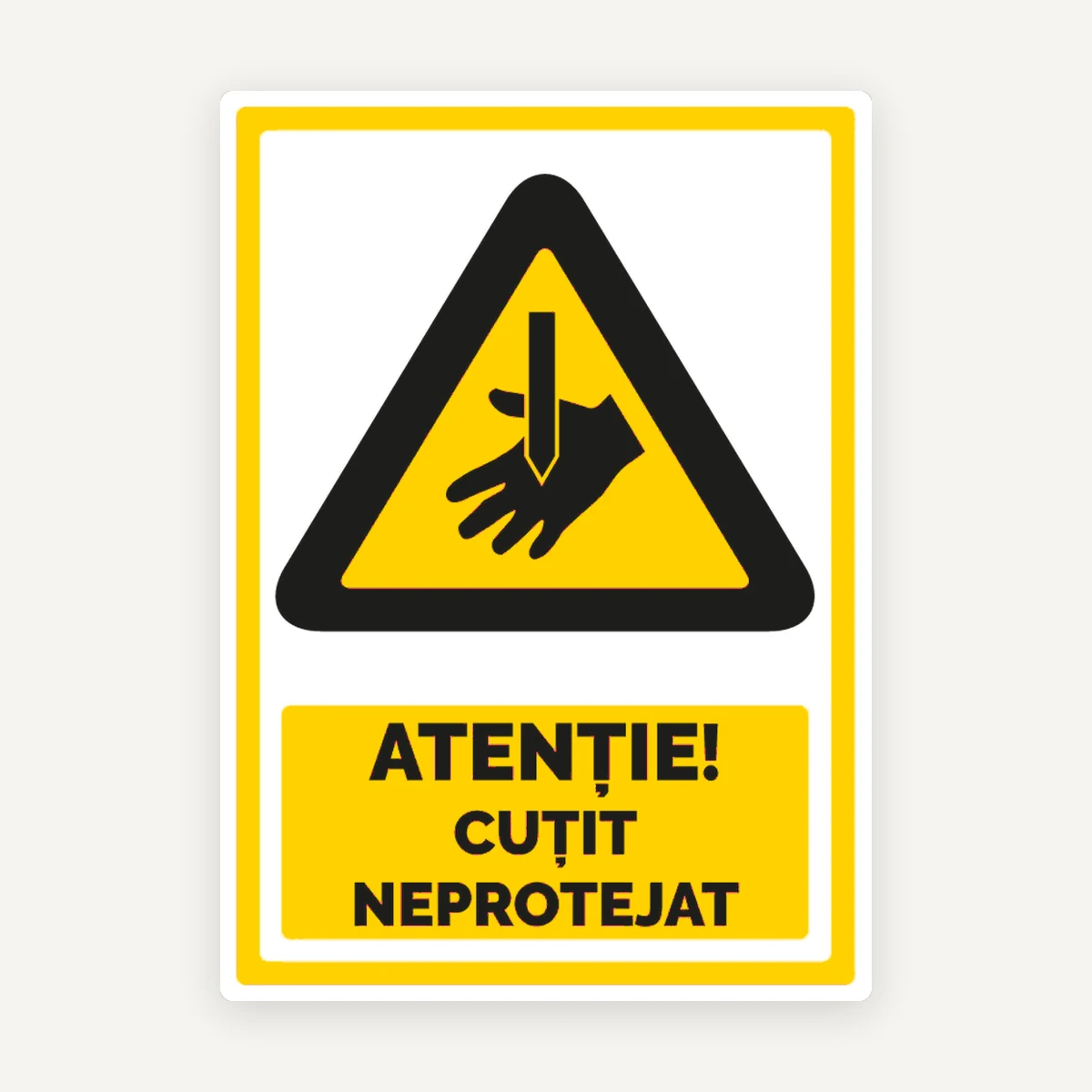 Indicator Atenție Cuțit Neprotejat - Semn de Avertizare pentru Siguranță