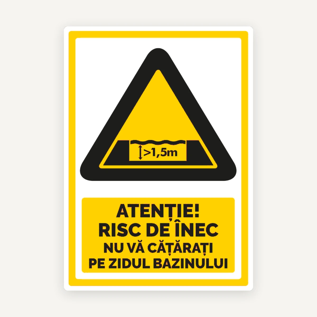 Indicator Atenție - Risc de Înec - Nu Vă Cățărați pe Zidul Bazinului