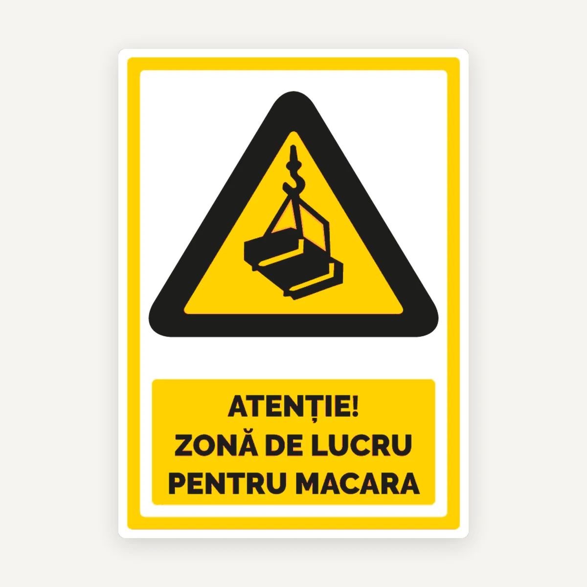 Indicator Atenție Zonă de Lucru Macara - Semnalizare și Siguranță pentru Șantiere