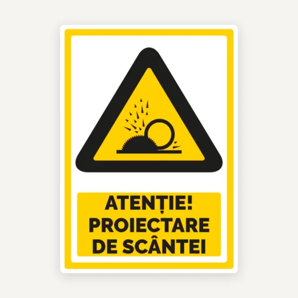 Indicator Atenție - Proiectare de Scântei | Plăcuță de Avertizare pentru Siguranță