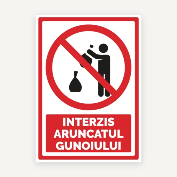 Indicator pentru  interzis aruncatul gunoiului