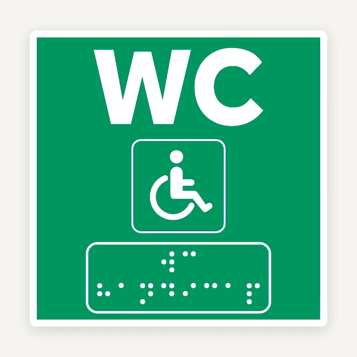 Semne Braille WC Persoane cu Handicap - Verde | Accesibilitate, Siguranță și Vizibilitate Maximă