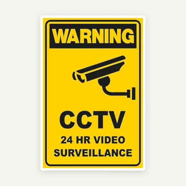 Sign warning cctv 24 hour video surveillance