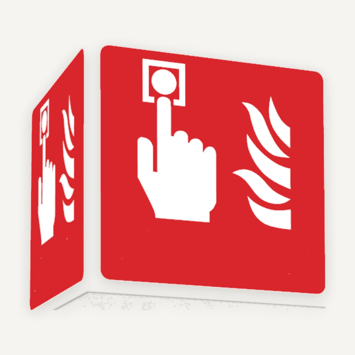 Semn cu doua fete pentru buton alarma incendiu