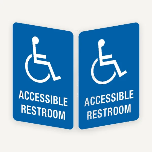 Plăcuță 3D Dublă „Restroom Accessible” - Cu Două Fețe și Prindere Laterală