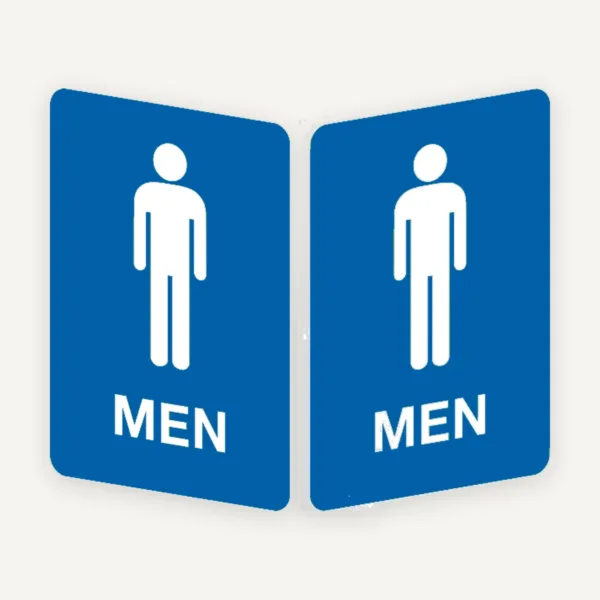 Indicator 3D „Restroom Men” - Semnalizare Elegantă și Vizibilă din Ambele Sensuri