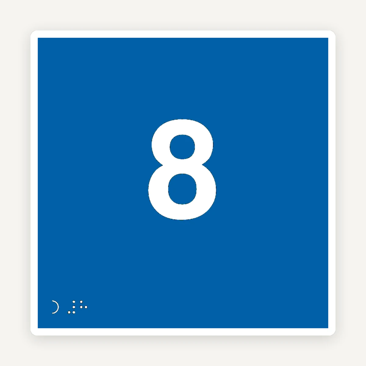 Plăcuță Braille Etaj 8 - Semnalizare Tactilă pentru Nevăzători și Persoane cu Vedere Parțială