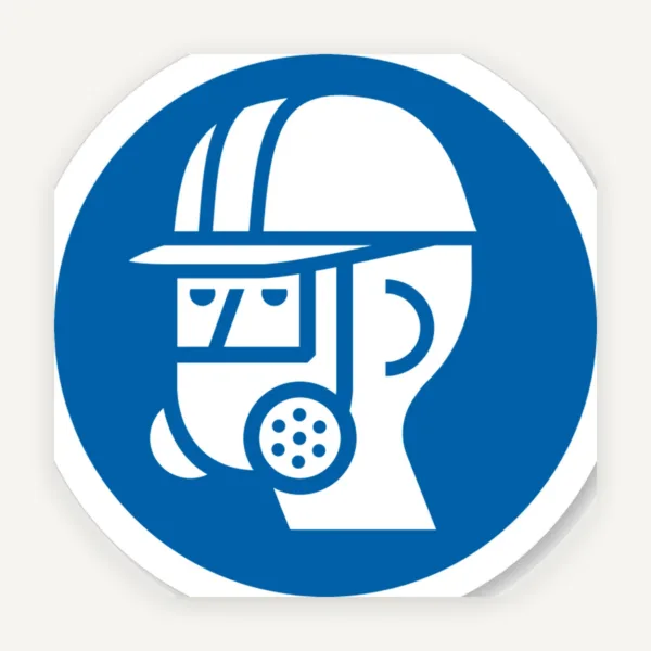 Eticheta Purtați un respirator complet și simbol de protecție a capului
