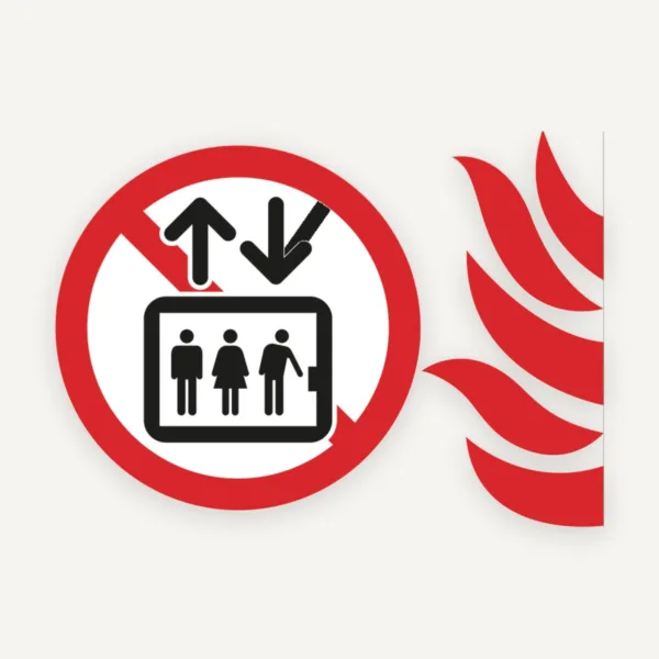 Eticheta În caz de incendiu nu utilizați liftul - Semnalizare completă PSI și SSM