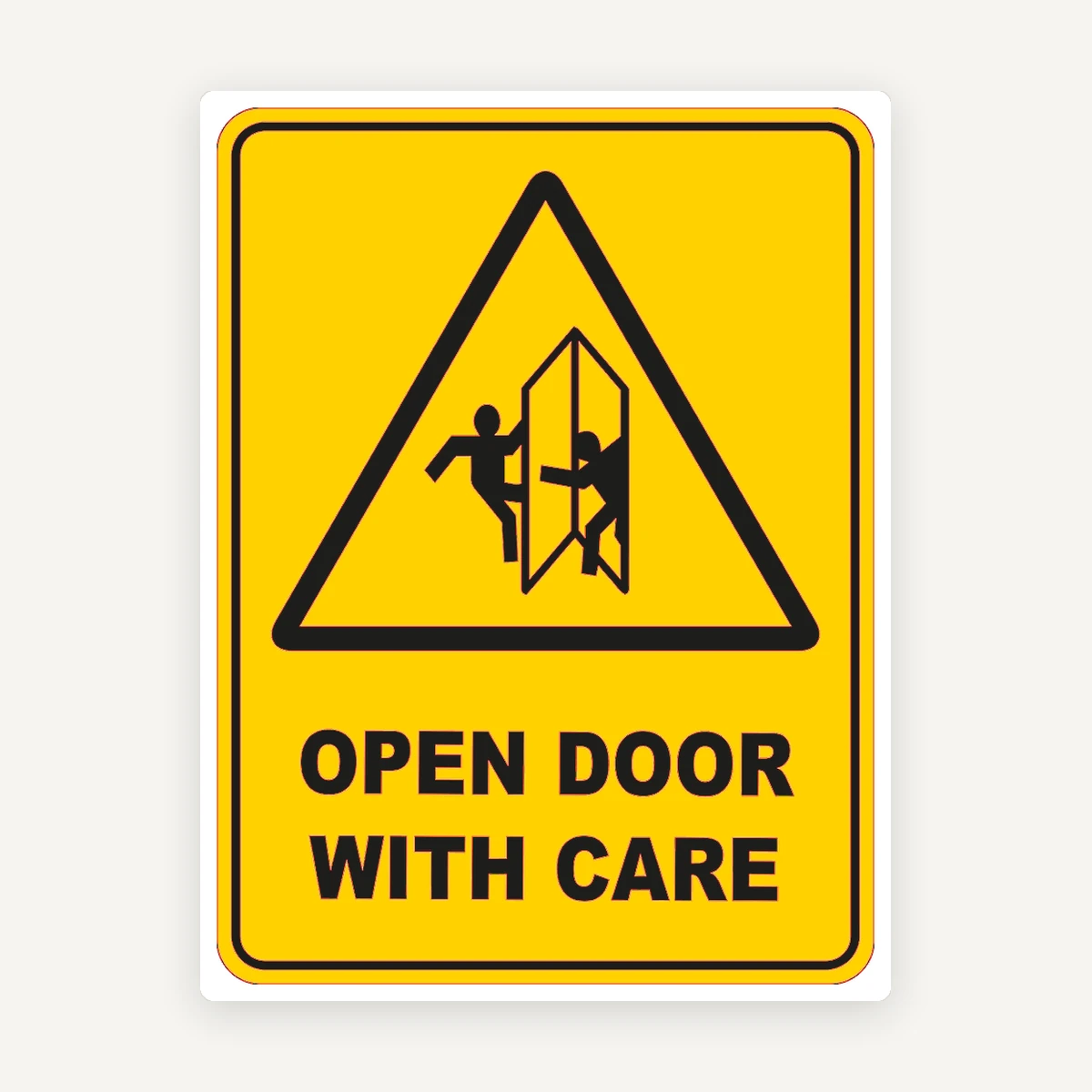 Open Door With Care Sign