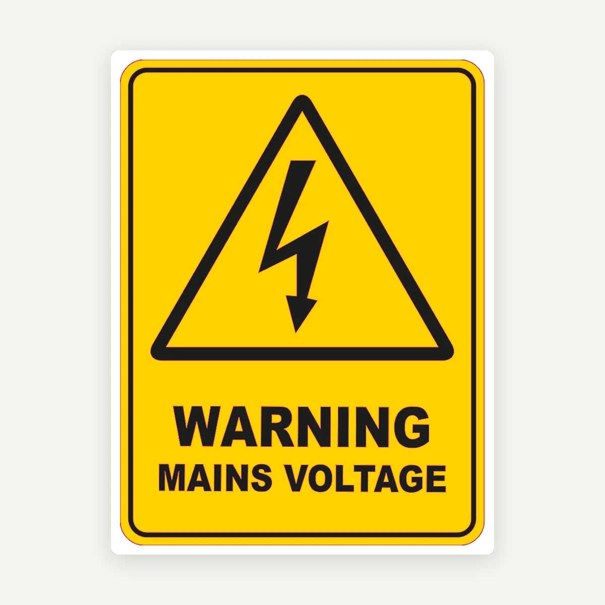 Warning Mains Voltage Safety Sign