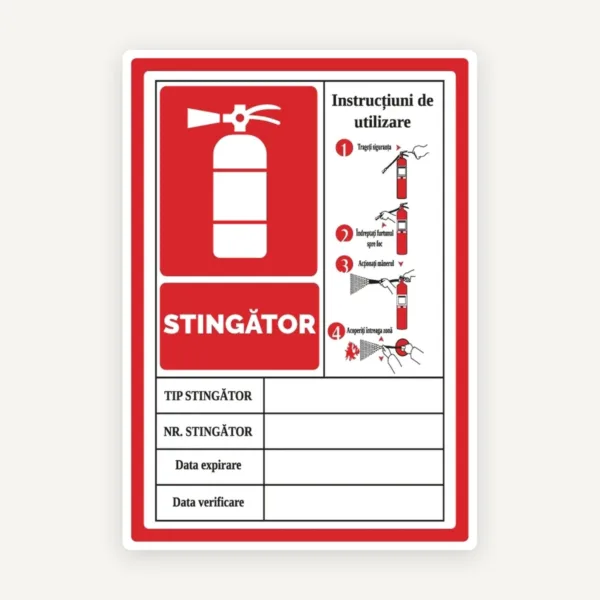 Semn cu instructiuni de utilizare stingator