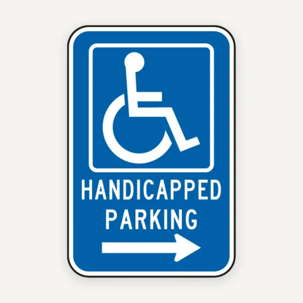 Semn Parcare Handicap cu Orientare Stânga/Dreapta - Soluție Durabilă pentru Orice Tip de Parcare