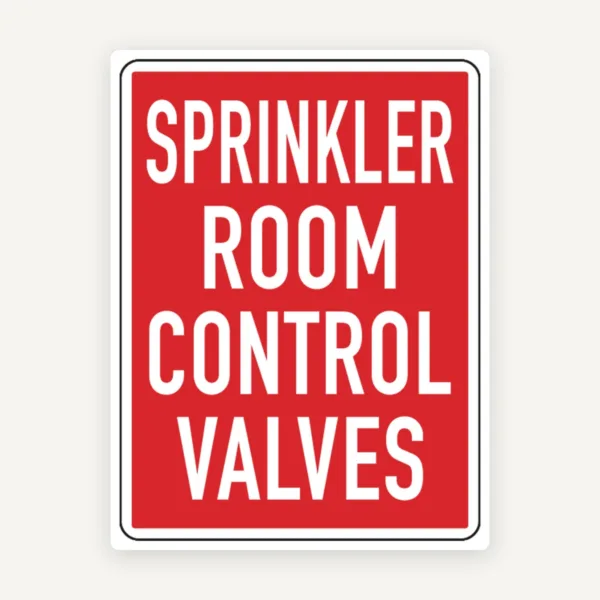 Sprinkler Room Control Valves Sign