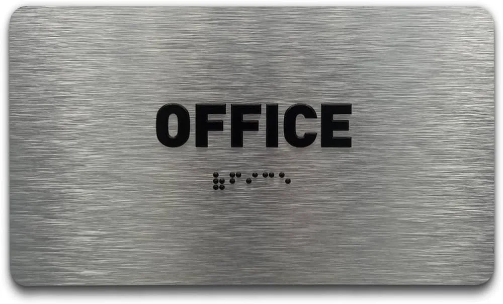 PLĂCUȚĂ OFFICE CU TEXT BRAILLE PENTRU BIROURI - SEMNALIZARE TACTILĂ PROFESIONALĂ PENTRU INSTITUȚII ȘI FIRME