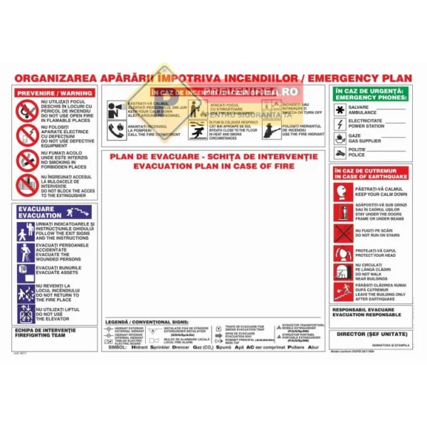Plan de evacuare in caz de incendiu universal