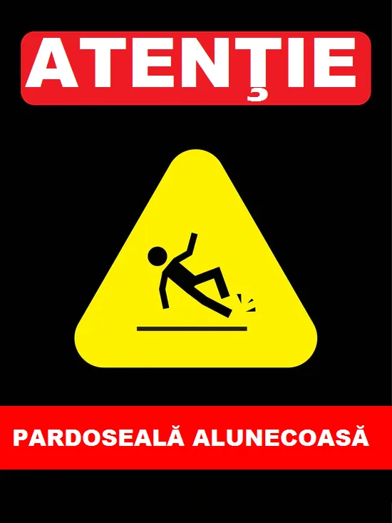 placuta reflectorizanta atentie pardoseala alunecoasa