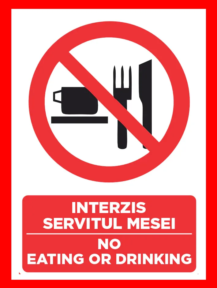 Placuta interzis servitul mesei no eating or drinking,