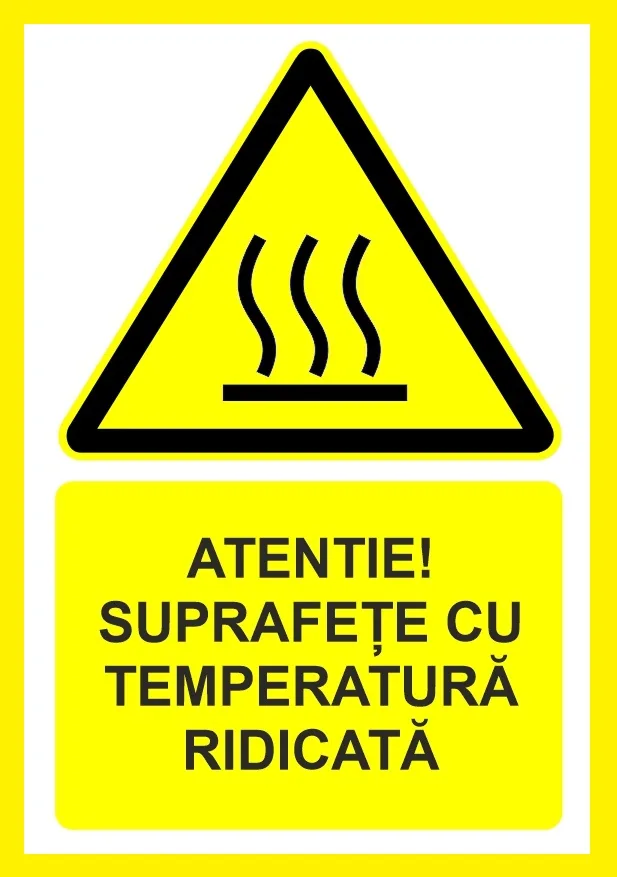 Placuta atentie suprafata cu temperatura ridicata