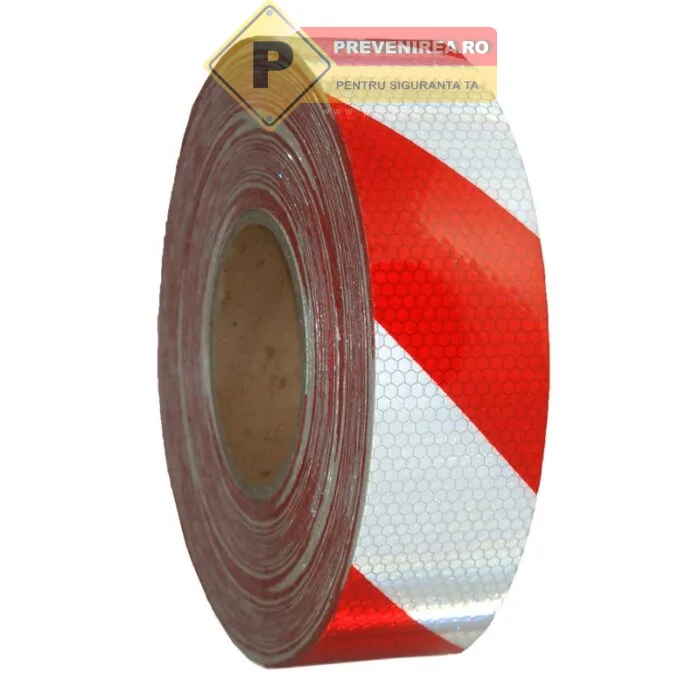 Benzi Reflectorizante Premium pentru Echipamente de Șantier - Roșu și Alb