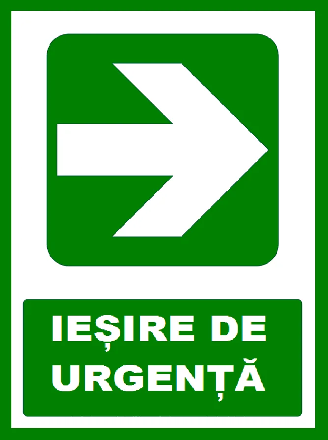 Placuta pentru iesire de urgenta cu sageata in dreapta
