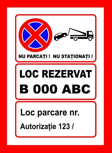 Placuta personalizata pentru loc de parcare