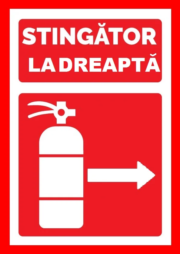 Placuta pentru stingator cu sageata la dreapta
