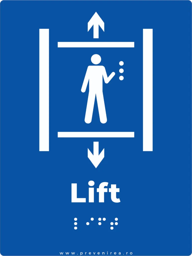 Lift, cu text în Braille