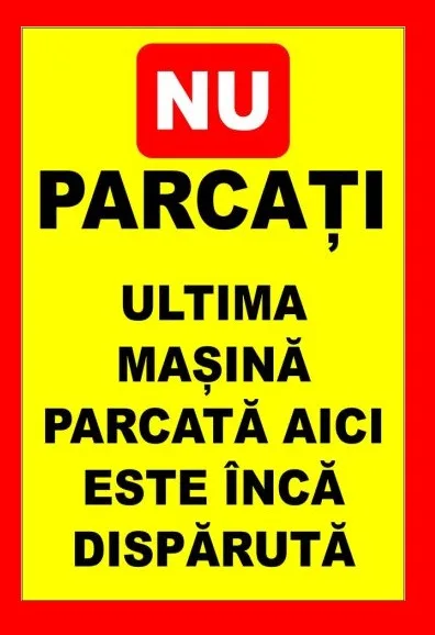 Placuta de interzicere nu parcati masina disparuta