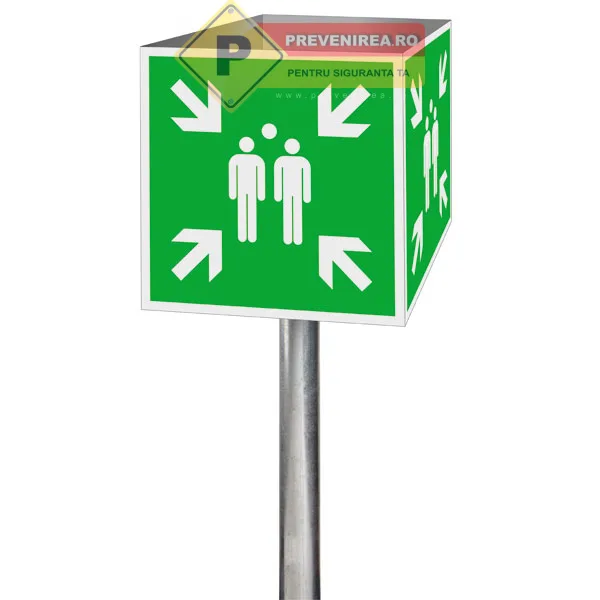 Cuburi și Corpuri Iluminate din Plexiglas Personalizabile - Semnalizare Sigură pentru Ieșiri și Zone de Adunare în Caz de Incendiu