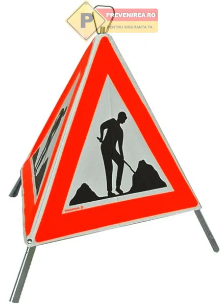 Indicator Triunghi Mobil Pericol de Alunecare cu 3 Laturi