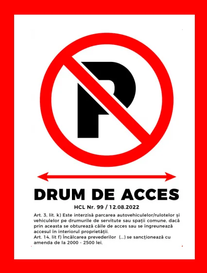 Placuta pentru drum de acces privat conform legislatie
