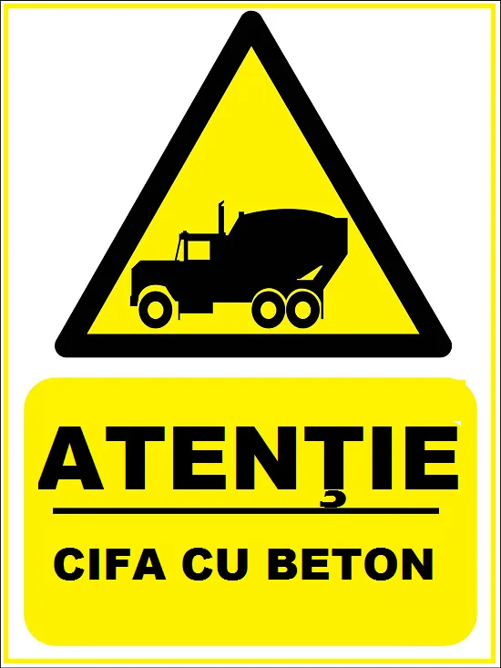 Placuta atentie cifa cu beton