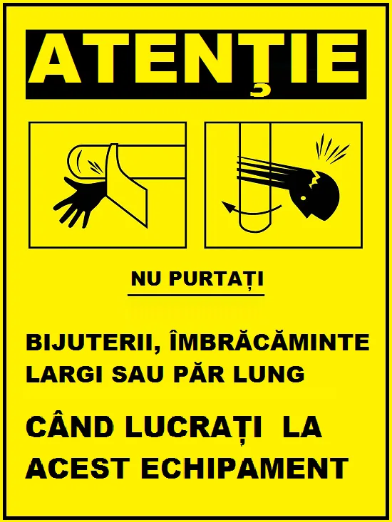 Placuta cand lucrati la acest echipament instructiuni