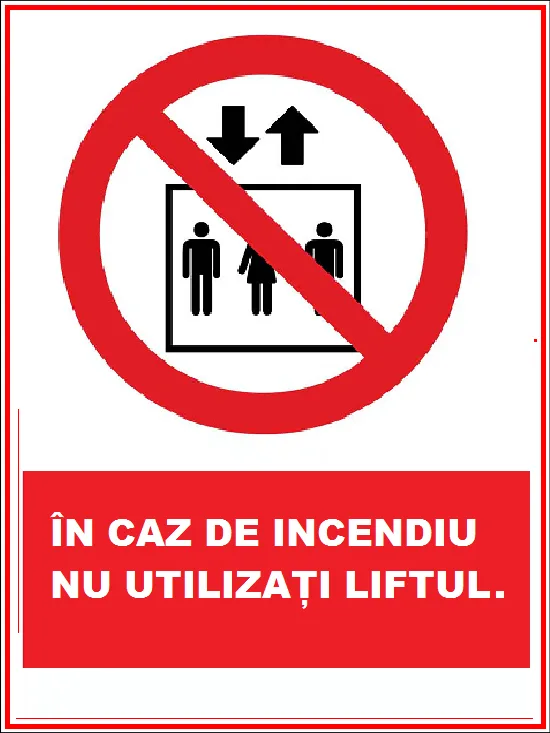 Placuta de siguranta in caz de incendiu nu utilizati liftul